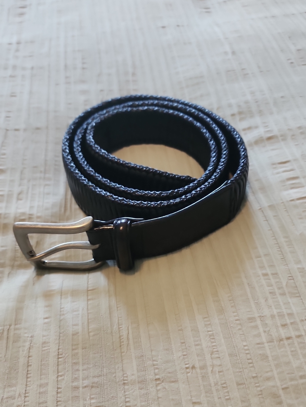 Tommy Bahama Classic Black Braided Leather Men's Belt